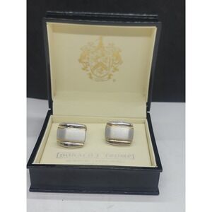 DONALD J TRUMP SIGNAUTRE COLLECTION SILVER TONE & GOLD TONE CUFFLINKS IN BOX